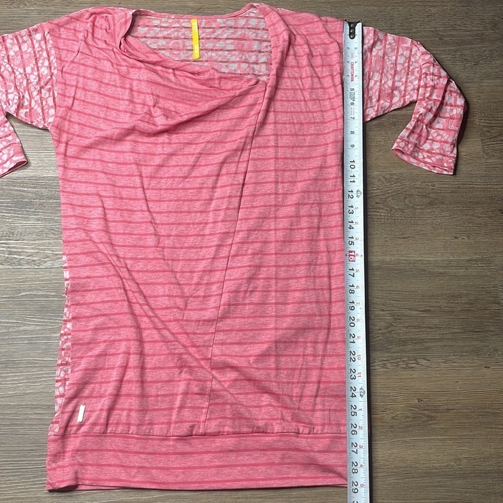 Lolë Women’s Pink Striped 3/4 Sleeve Long Tunic Top, Coverup, size small - Picture 5 of 11